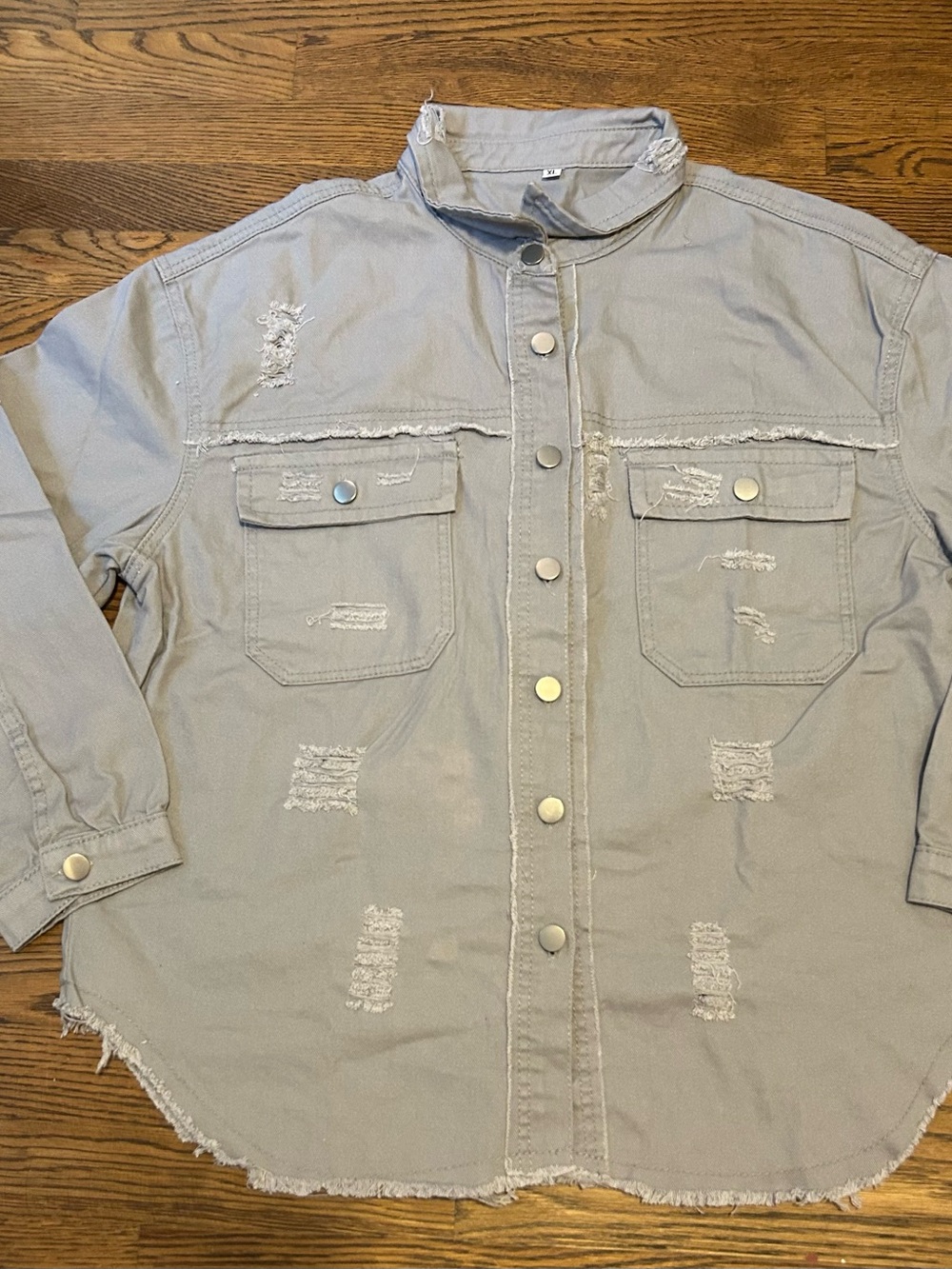 Custom 1 of a kind  Gray woman’s  Fall Shacket LV likeRhinestone design by xoxo, - Picture 6 of 10